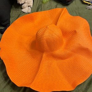 Pretty Little Thing Oversized Orange Straw Beach Hat